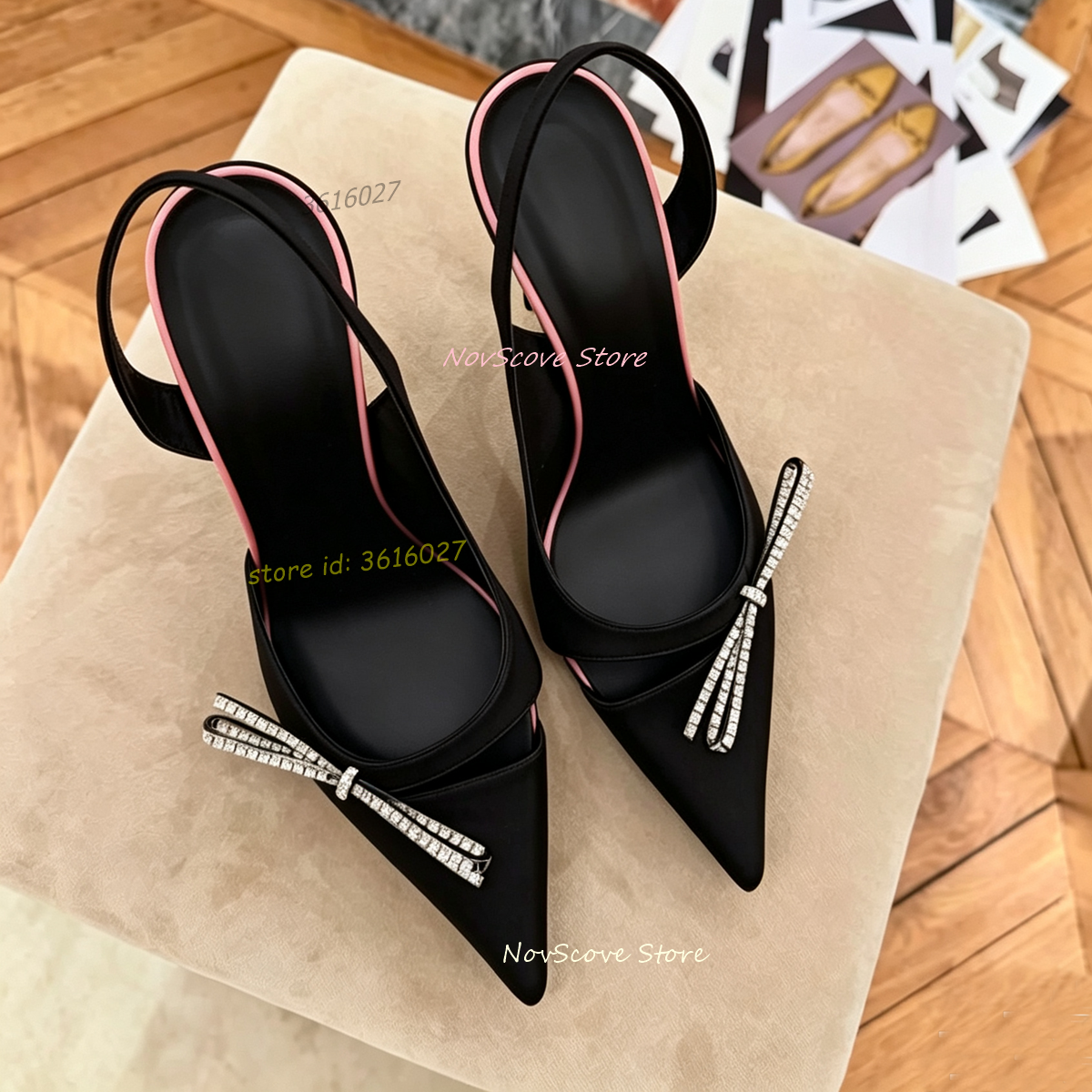 Slip Dress Satin - 尖ったつま先のカットアウトラインストーンボウサンダル、スティレットハイヒール、バックストラップ、浅履きパンプス、セクシーな女性用サマーパーティーシングルシューズ