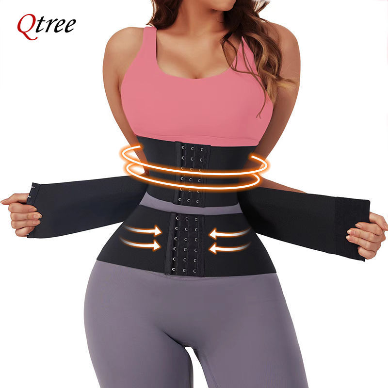 Shapewear Bodysuit Firm - Qtree-アップグレードされたウエストトレーナー、おなかコントロールシェイプウェア、ベルトアップガードル、腹部スリムアイロン、コンプレッションベルト、ワークボディシェイパー