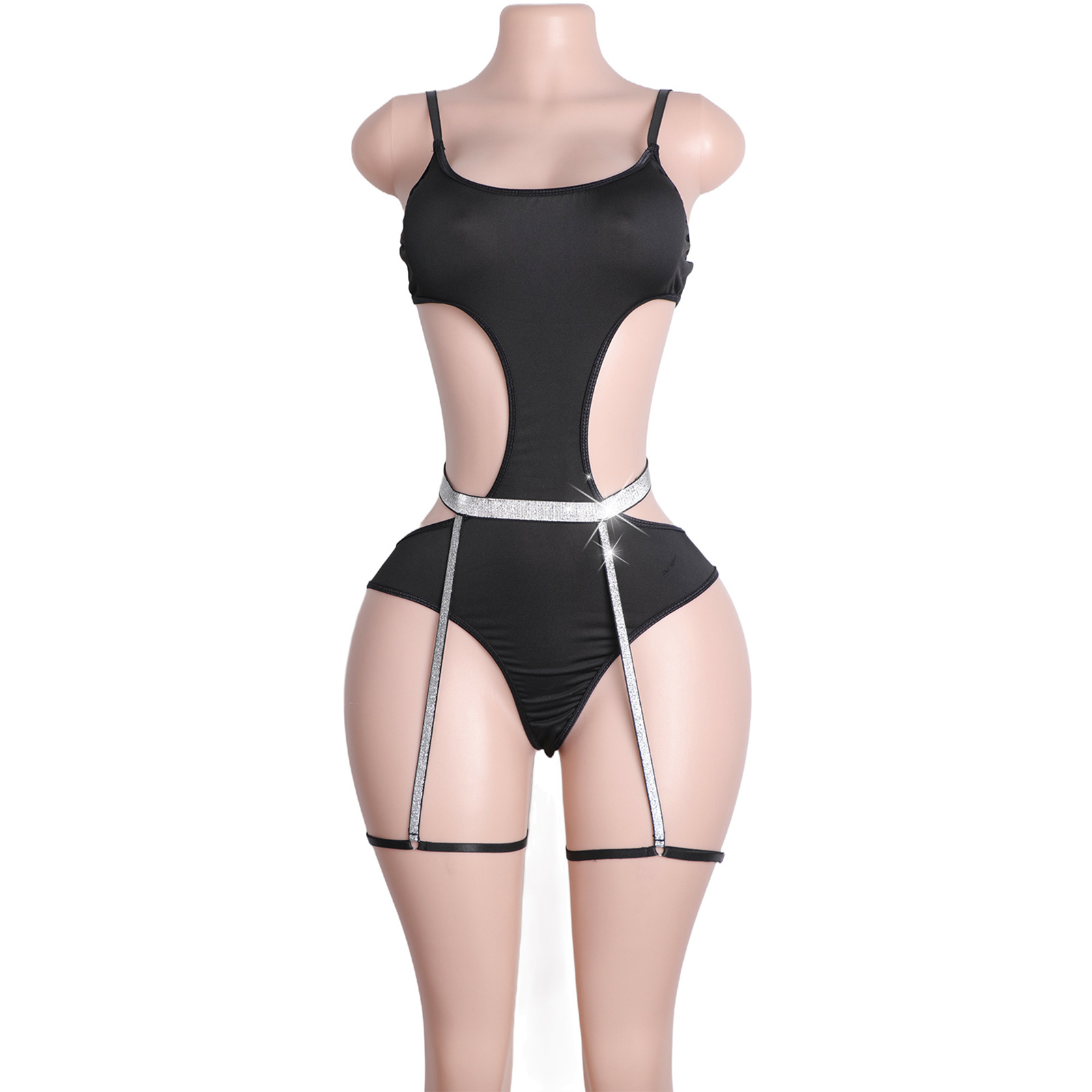 Garter Belt Set - カスタムラインストーンポールダンスウェア、ガーターベルト付きストリッパー衣装、エキゾチックなパフォーマンスナイトクラブコスチューム、女性用クラブウェアセット