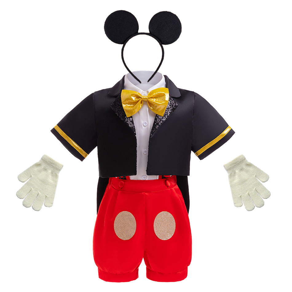 Boyshort Underwear - 子供のための漫画のマウスのコスプレ衣装,蝶ネクタイ,トップ,コート,サスペンダー,ショーツ,ヘッドバンド,ハロウィーン,クリスマス,男の子のための服のセット