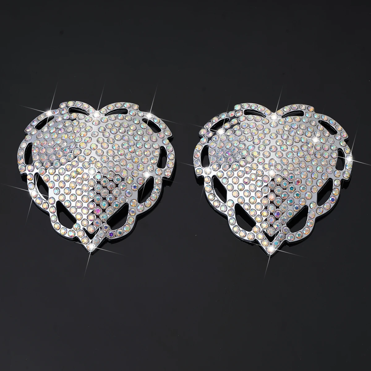 Nipple Cover Pasties - 女性用ハート型シリコン乳首カバー,胸のステッカー,再利用可能なラインストーン,樹脂製胸の服,セクシーなパンティー,ブラパッド,1ペア