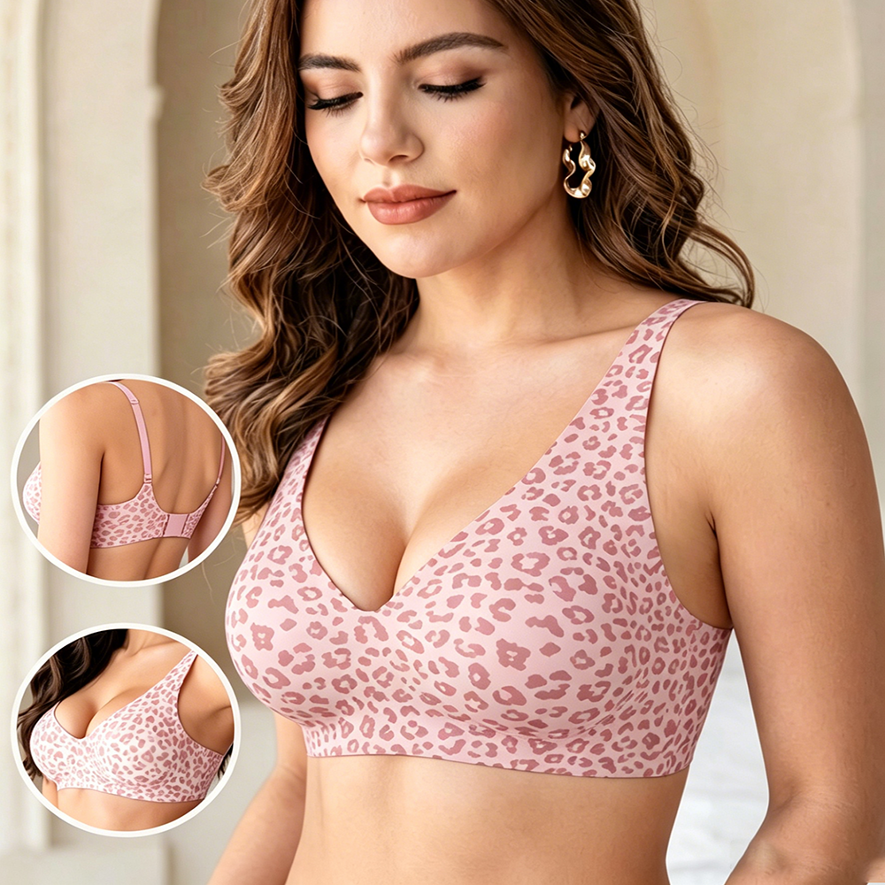 Bralette Wireless Soft - 1 個のヒョウ柄シームレスワイヤレスブラジャー、フルカバープッシュアップブラレット、たるみ防止通気性のあるソフト薄型カップ、スポーツヨガデイリー用