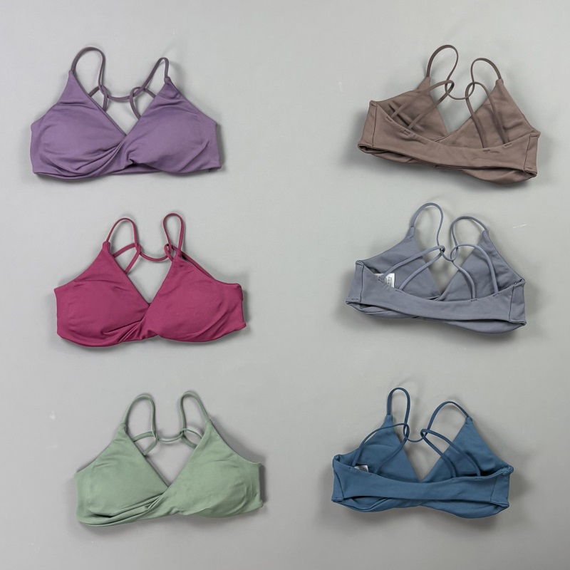 Sports Bra High Impact - ビジョンウィメンズスポーツブラ Vネックツイストフロント細ストラップクロスバックシームレスパッド入りヨガブラジムピラティスランニングワークアウト下着