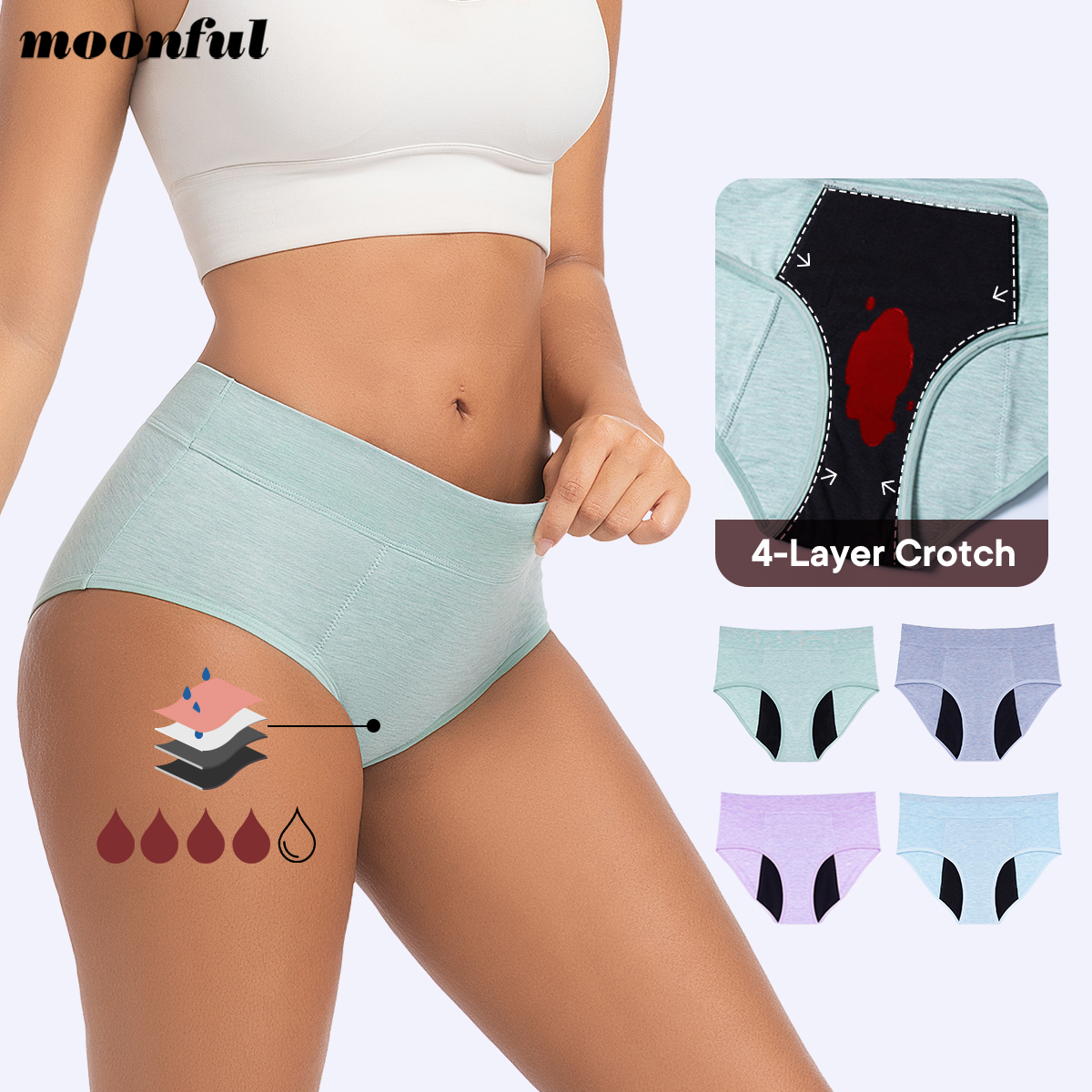 Period Panty Absorbent - 月経パンティー女性非常に豊富なフロー月経ショーツハイウエスト竹繊維漏れ防止月経期間下着女の子生理用ショーツ