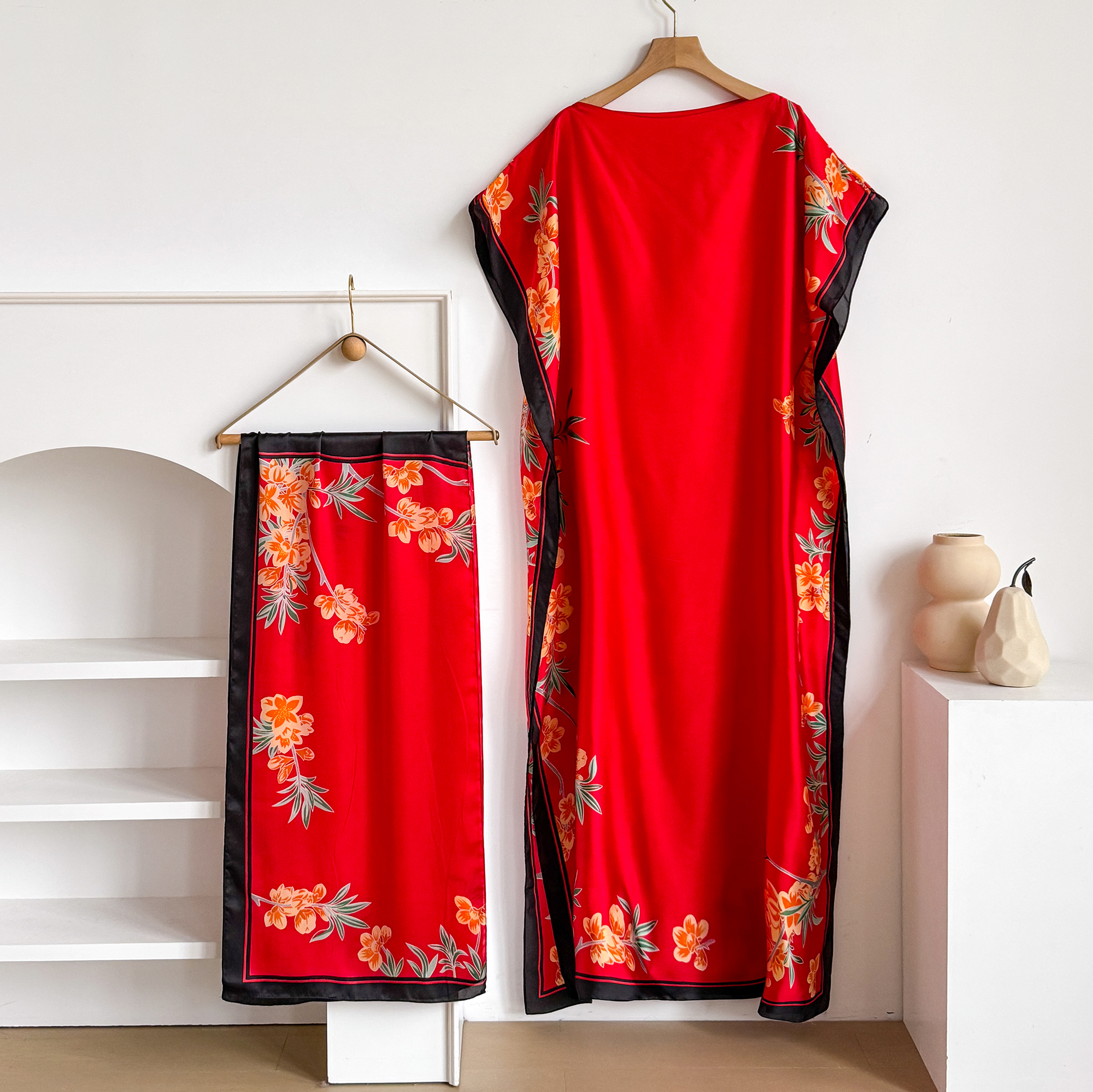 Robe Silk Women - 夏のファッションオーバーサイズアフリカドレス女性のサテンシルク日焼け止めイスラム教徒ローブドバイダシキアバヤビーチウェア女性服