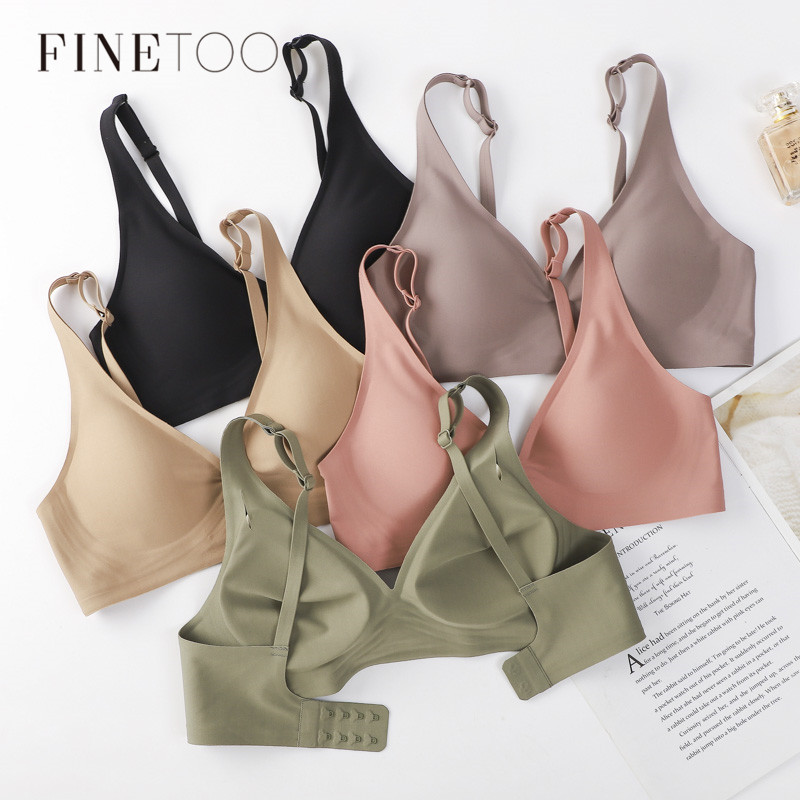 Bralette Wireless Soft - Finetoo-女性用の深いVネックブラ,パッド入りのセクシーなフェミニンな下着,快適なランジェリー,S-XL