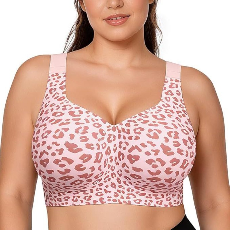 Push Up Bra Padded - レオパード柄ゼリーブラ ノンワイヤー プッシュアップ ワイヤレスブラ シームレスリフトブラ フルカバーブラレット
