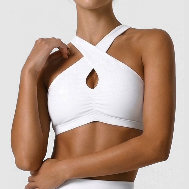 Sports Bra High Impact - 女性ソフトスポーツ下着無地高衝撃ジムヨガブラ通気性速乾フィットネスクロップトップ女性トレーニング服