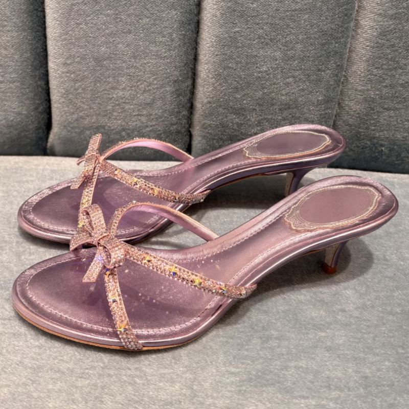 Slip Dress Satin - 2026年ボウノット装飾キトゥンヒールスリッパ レディース セクシー ラウンドトゥ サマー ラグジュアリーサンダル