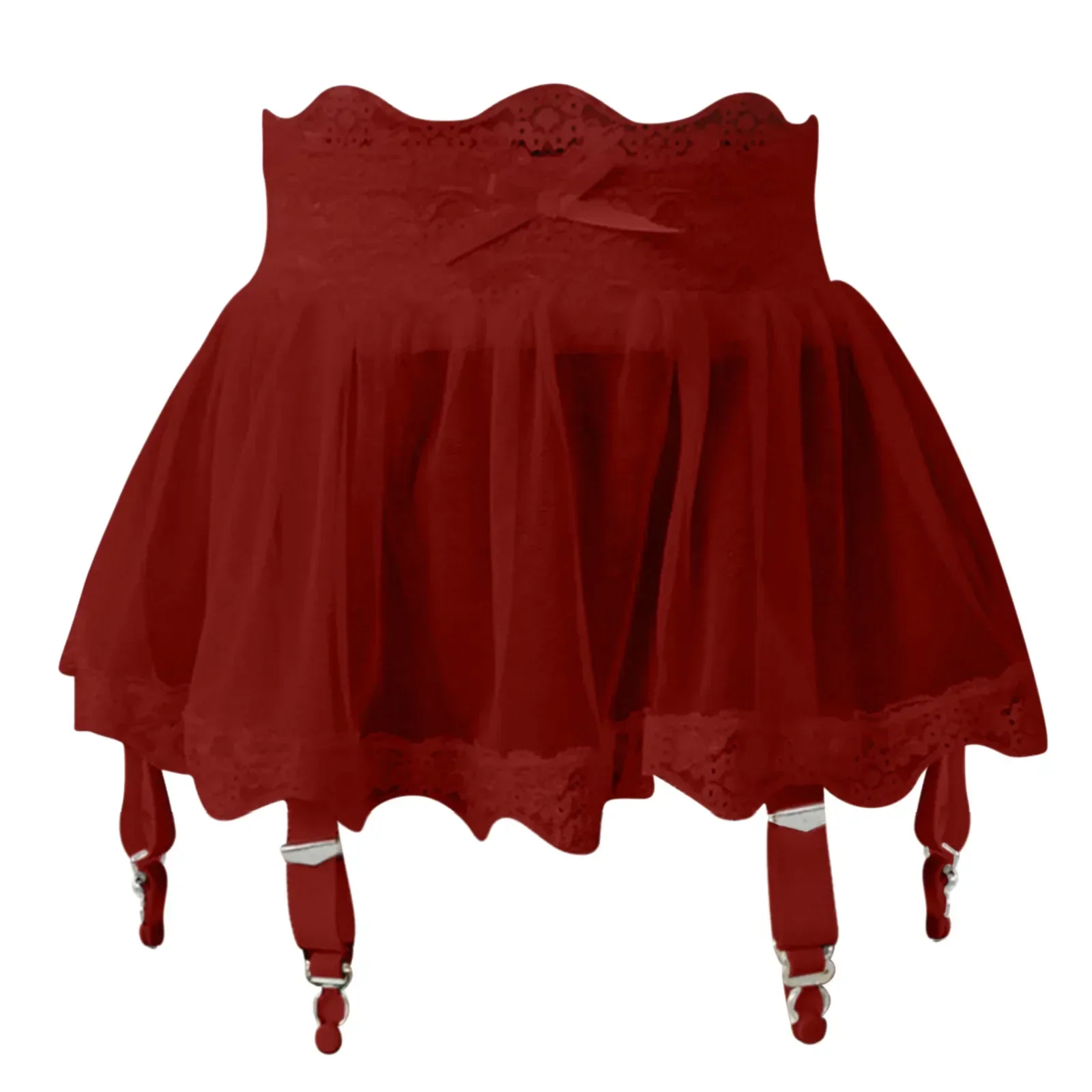 Garter Belt Set - 女性ハイウエストレース包帯セクシーなミニスカートガーターベルト調節可能なショートドレスと四つボタンのレディースランジェリーストッキング