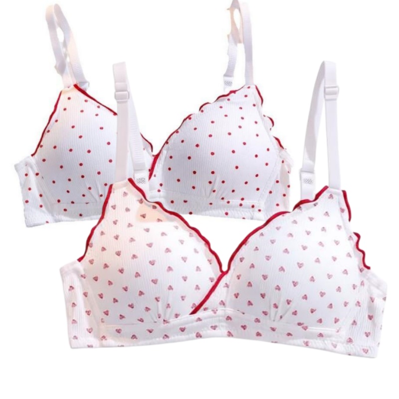 Bralette Wireless Soft - かわいいスイートワイヤレスブラセット、快適なソフトコットン三角カップブラレット、ティーンガールズ向けノンワイヤープッシュアップランジェリー