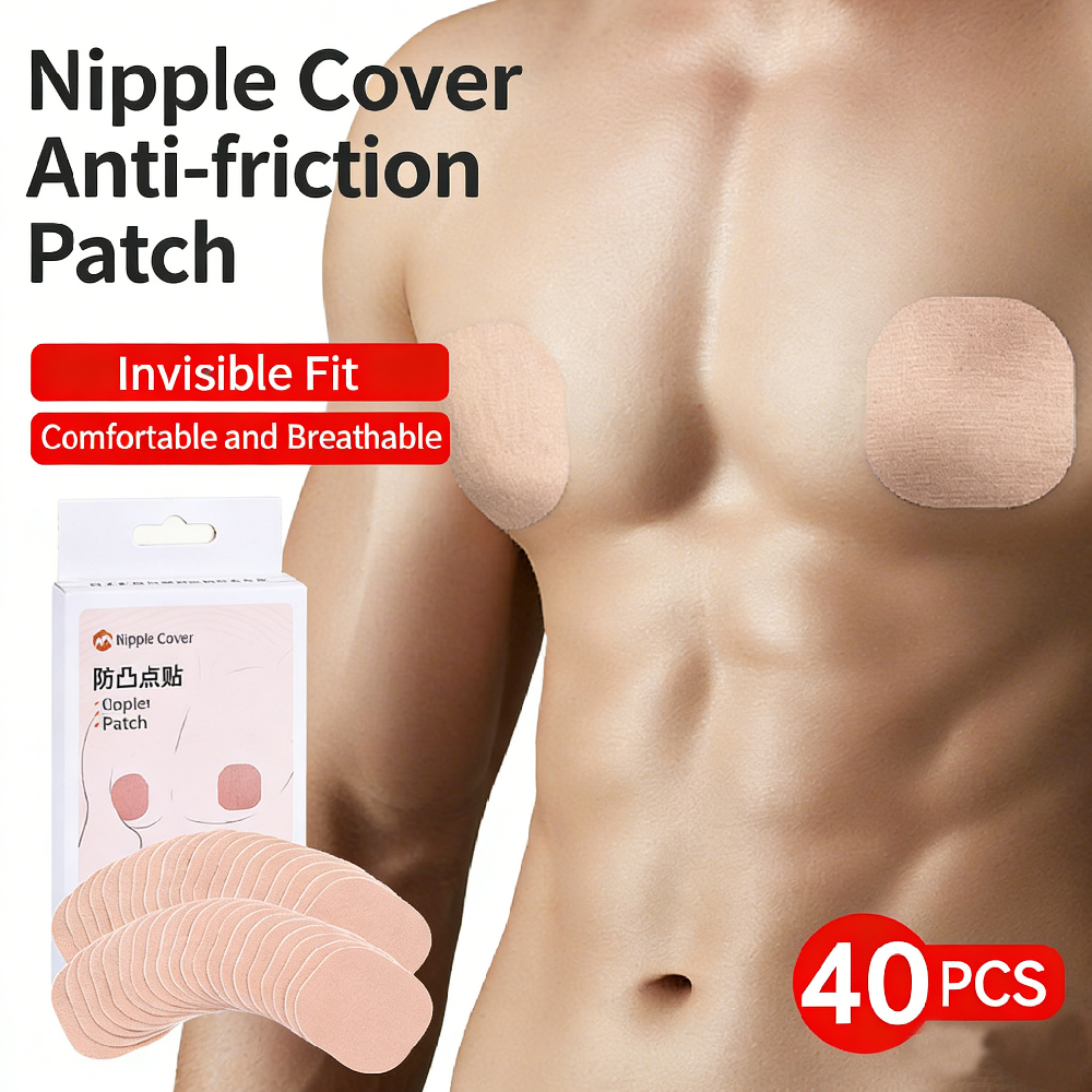 Nipple Cover Pasties - 40枚入り メンズニップルカバー、マラソンランニング用摩擦防止パッチ、ランナー用使い捨て粘着式ニップルプロテクター
