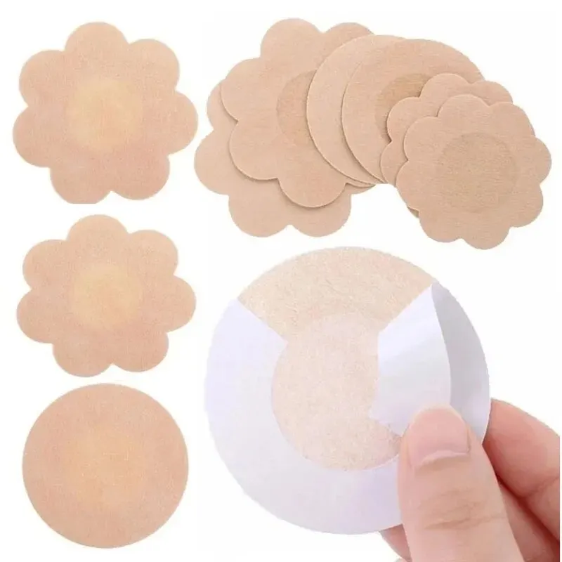 Nipple Cover Pasties - 100 個乳首ステッカー使い捨て目に見えない胸ステッカー不織布ブラジャー胸パッチブラジャーレスニプレスパッド乳首カバーステッカー