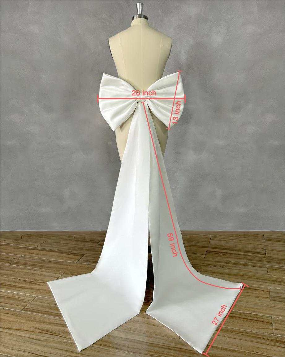 Robe Silk Women - 女性のための大きな蝶ネクタイ,ブライダルドレス,ウェディングドレス,取り外し可能な列車の蝶ネクタイ,白いウエストベルト,ファッション