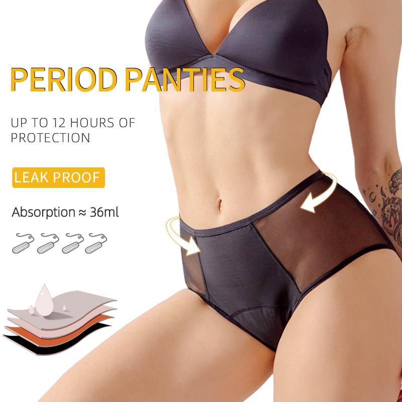 Period Panty Absorbent - ドロップシッピング レディース ハイウエスト レース 4層構造 漏れ防止
