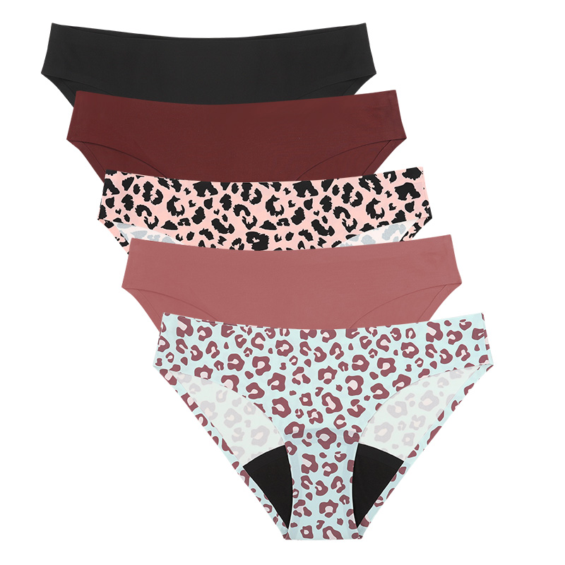 Period Panty Absorbent - 新スタイルヒョウ女性通気性月経期間 4 層漏れ防止 35 ミリリットル吸収性シームレス再利用可能なパンティー