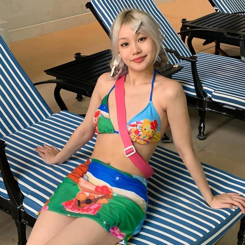Thong Bikini Women - Y2K ガールズかわいいハローキティ水着スプリット水着夏の女性のビキニセットセクシーな Tバック水着ハワイビーチウェアギフト
