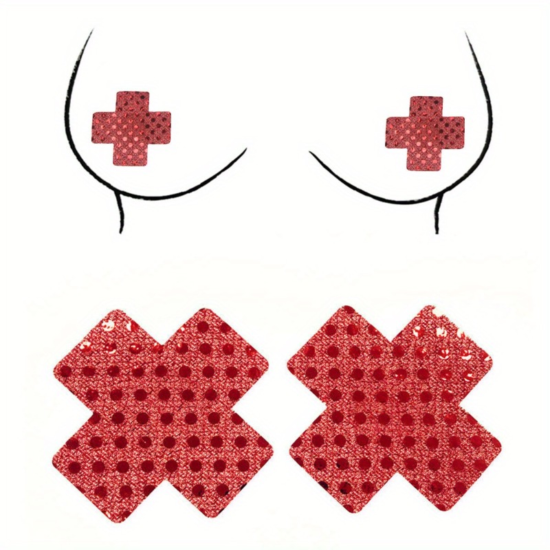 Nipple Cover Pasties - 赤十字デザインのニップルカバー 防水性と滑り止め効果のある女性用乳首シール 女性と女の子の普段着、ウェディングドレス、水着に最適