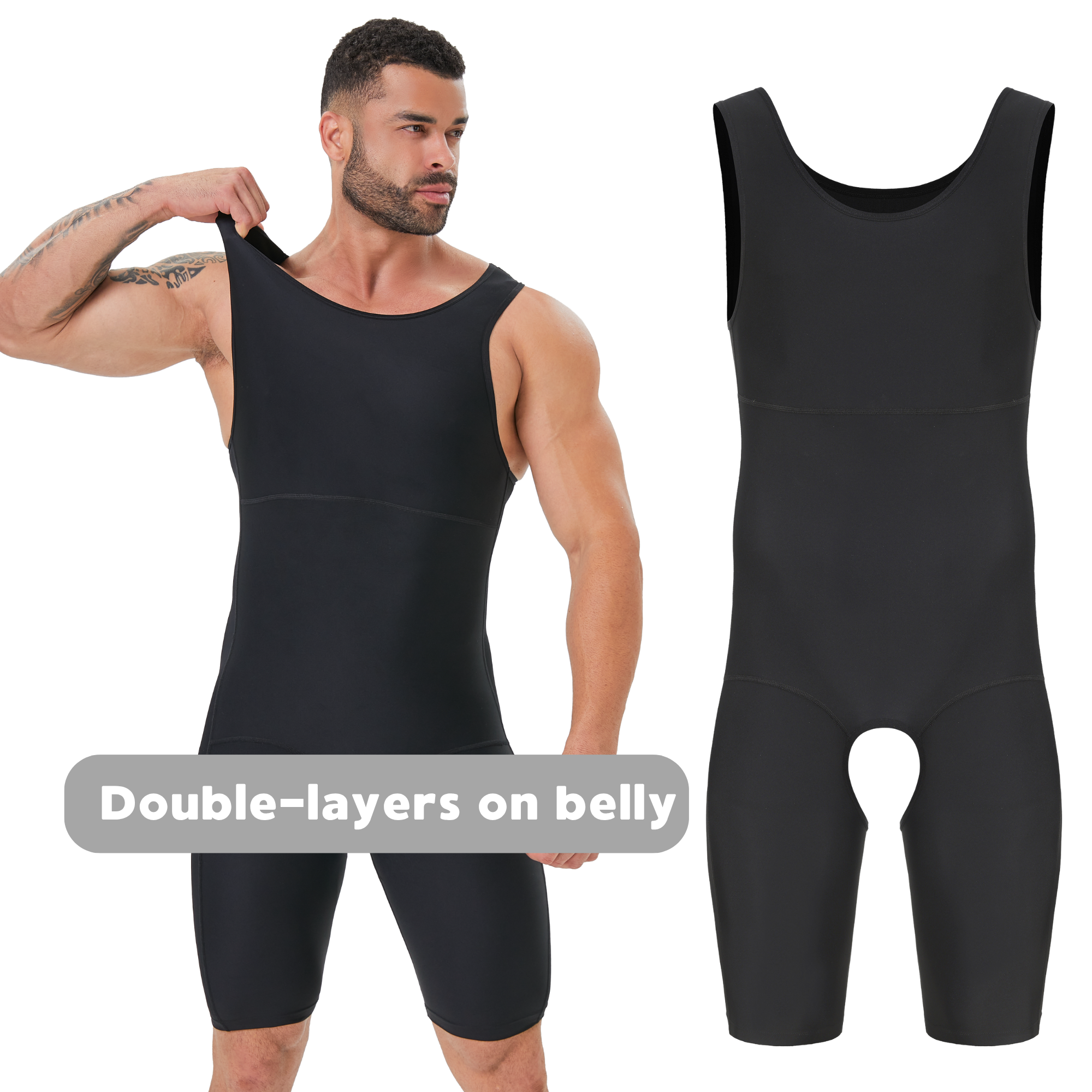 メンズ二重層お腹引き締めシェイプウェアボディスーツ通気性のあ - Shapewear Bodysuit Firm のレビューと価格