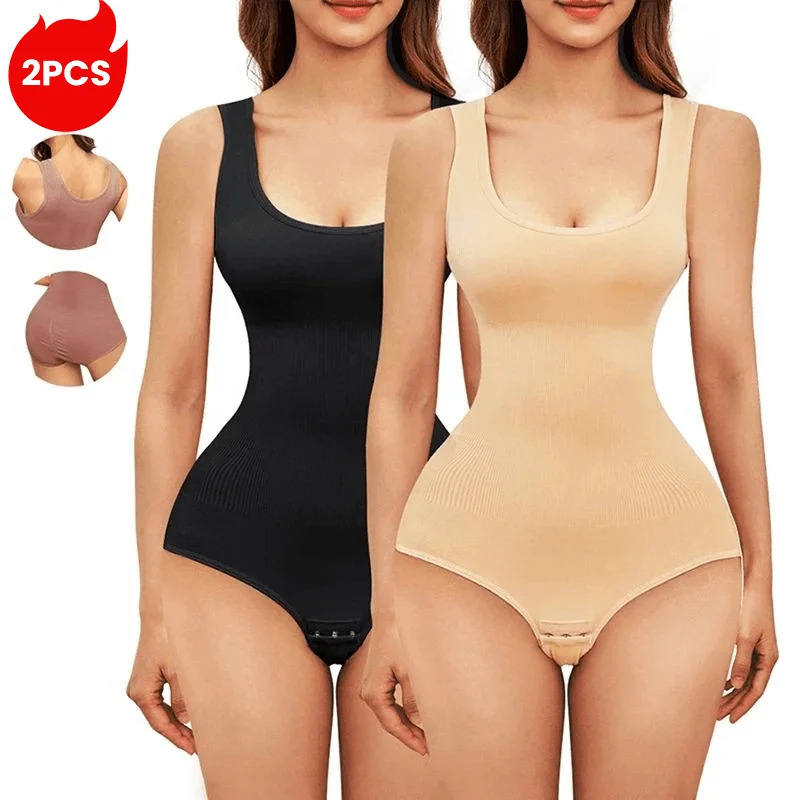 2枚組 レディース ボディシェイパー シームレス 無地 補正 - Shapewear Bodysuit Firm のレビューと価格