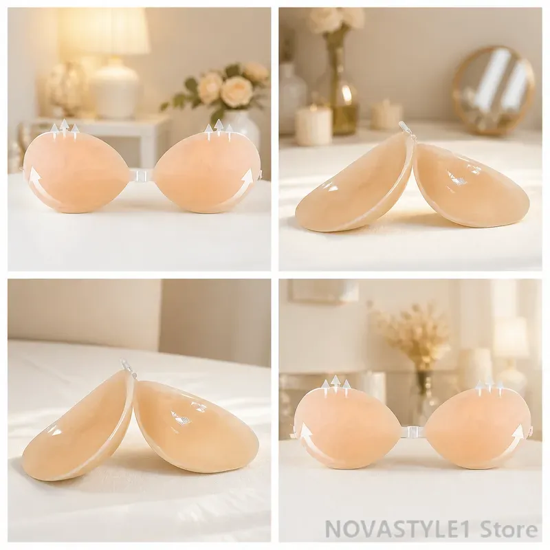 2個入りシリコン製バストアップパッド、ウェディングドレス用、 - Silicone Bra Adhesive のレビューと価格
