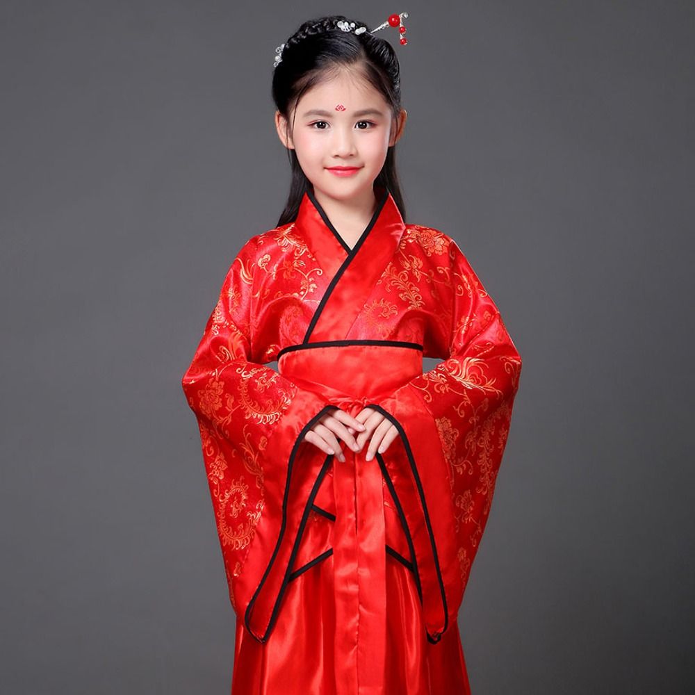 ファッションエスニック子供の古代衣装プリントシルクローブ中国 - Robe Silk Women のレビューと価格