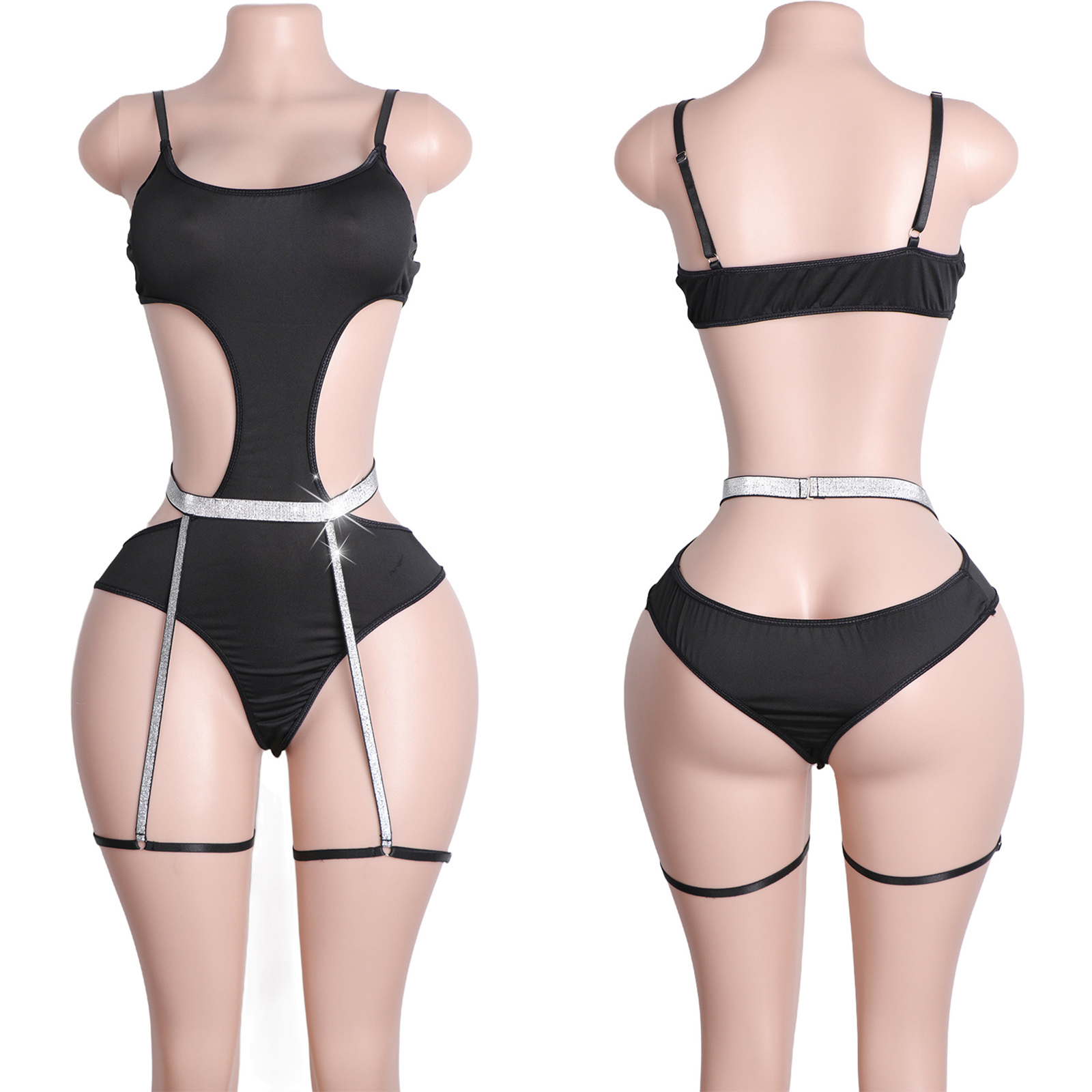 カスタムラインストーンポールダンスウェア、ガーターベルト付き - Garter Belt Set のレビューと価格