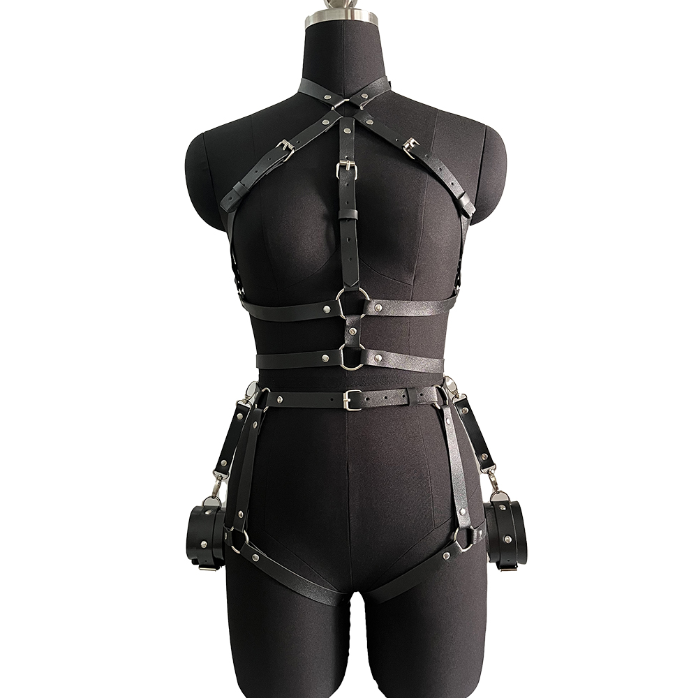 ハーネス女性 Pu レザー脚女性のセクシーなボンデージ脚ハー - Garter Belt Set のレビューと価格