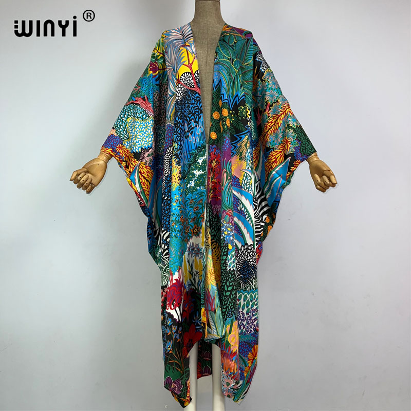 Winyiアフリカ中東着物女性カーディガンステッチ着物カクテ - Robe Silk Women のレビューと価格