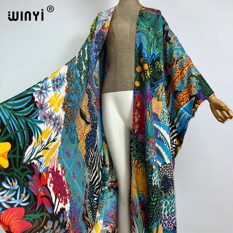 Winyiアフリカ中東着物女性カーディガンステッチ着物カクテ - Robe Silk Women のレビューと価格