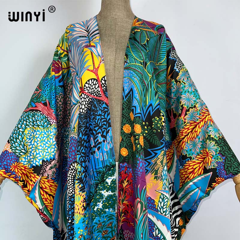 Winyiアフリカ中東着物女性カーディガンステッチ着物カクテ - Robe Silk Women のレビューと価格