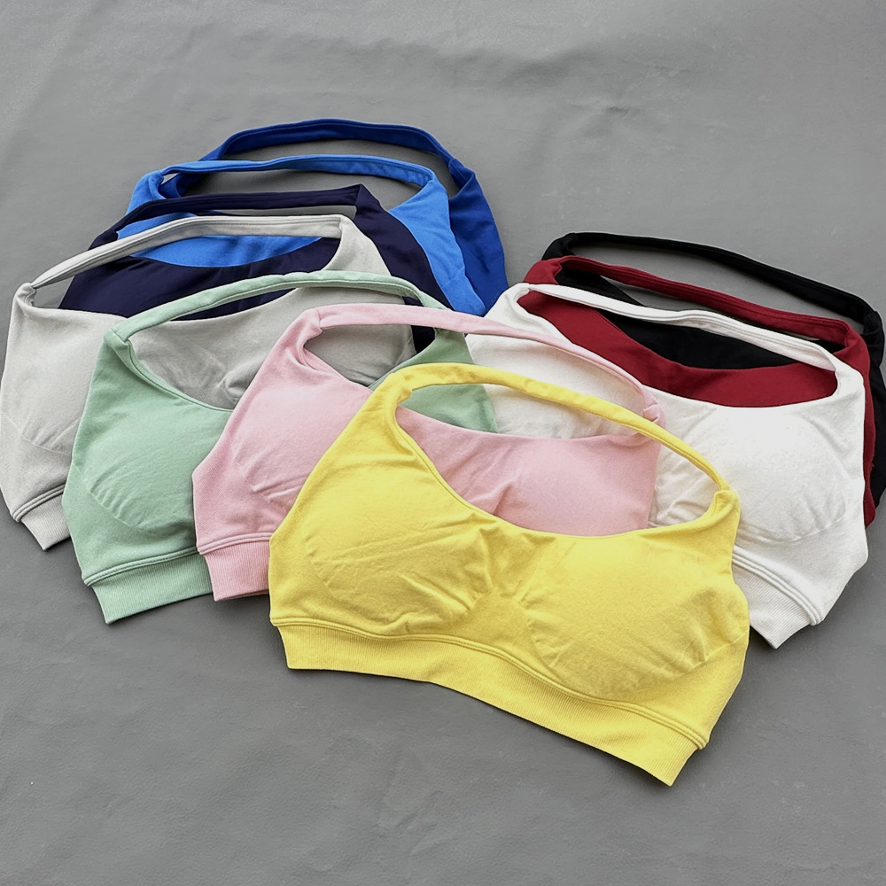 スポーツブラ レディース シームレス ホルターネックトップ  - Push Up Bra Padded のレビューと価格