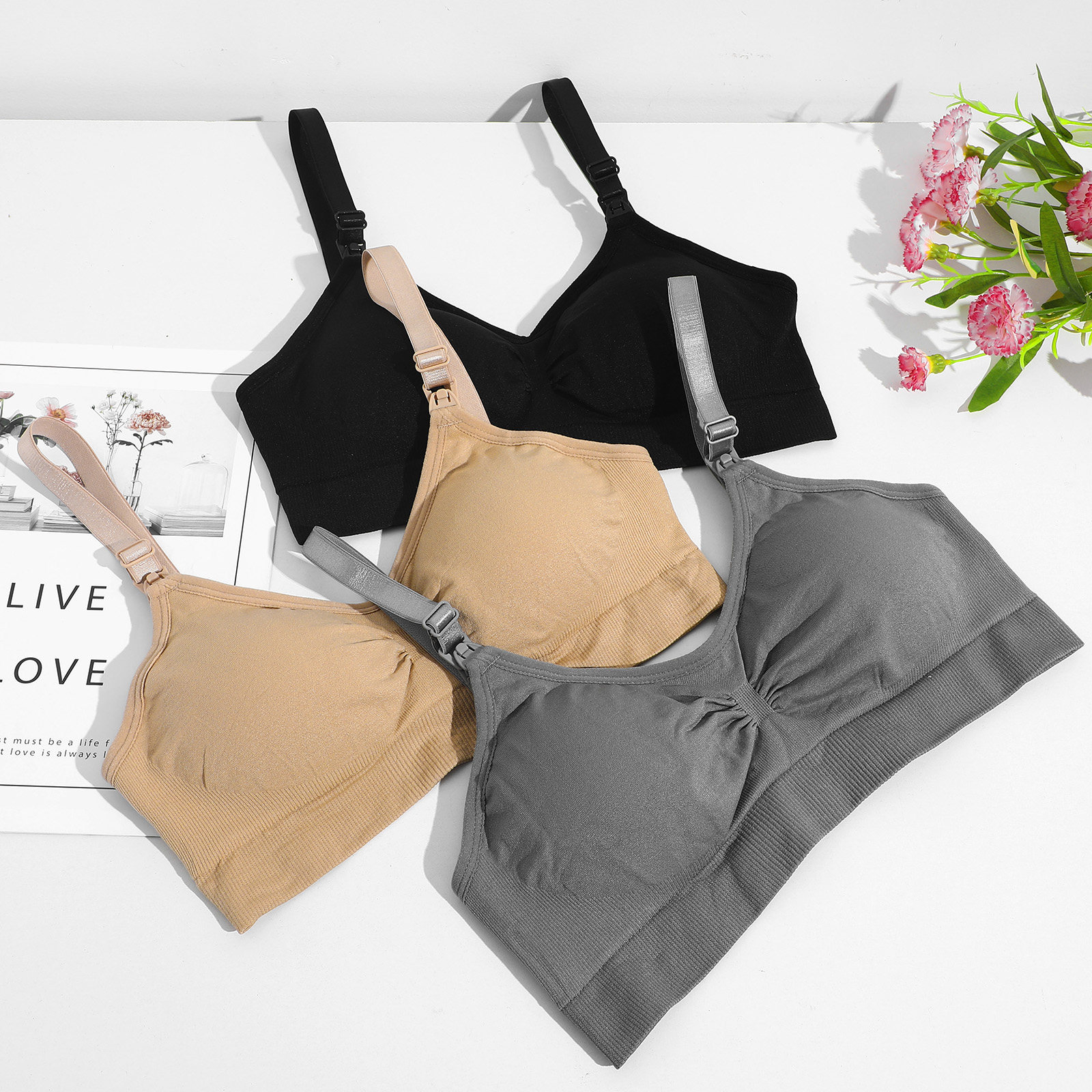 女性用授乳ブラジャー 3 個セット ポンピングコットン 授乳 - Nursing Bra Sleep のレビューと価格
