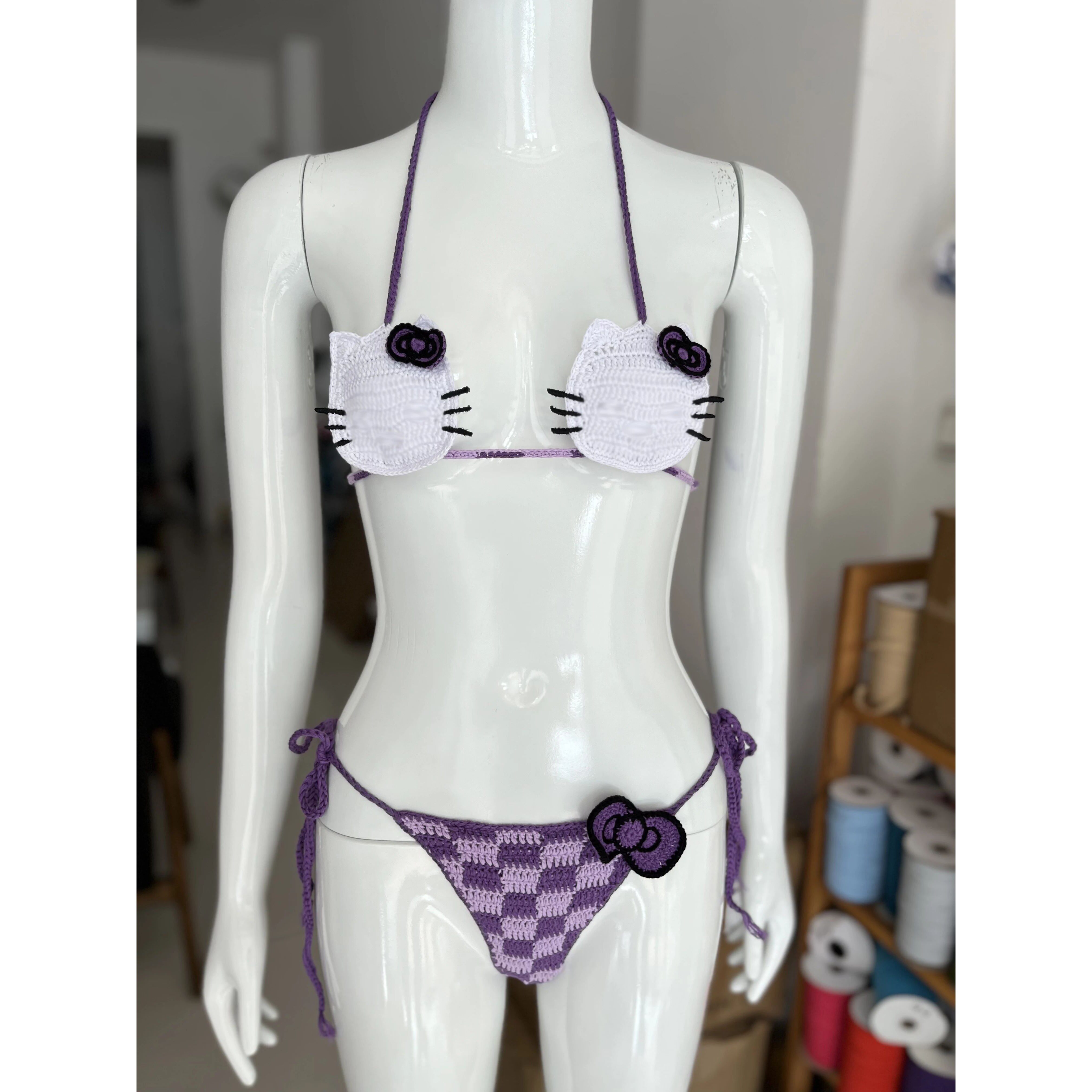 ハローキティビキニセット レディース クロシェ水着 セクシー - Thong Bikini Women のレビューと価格