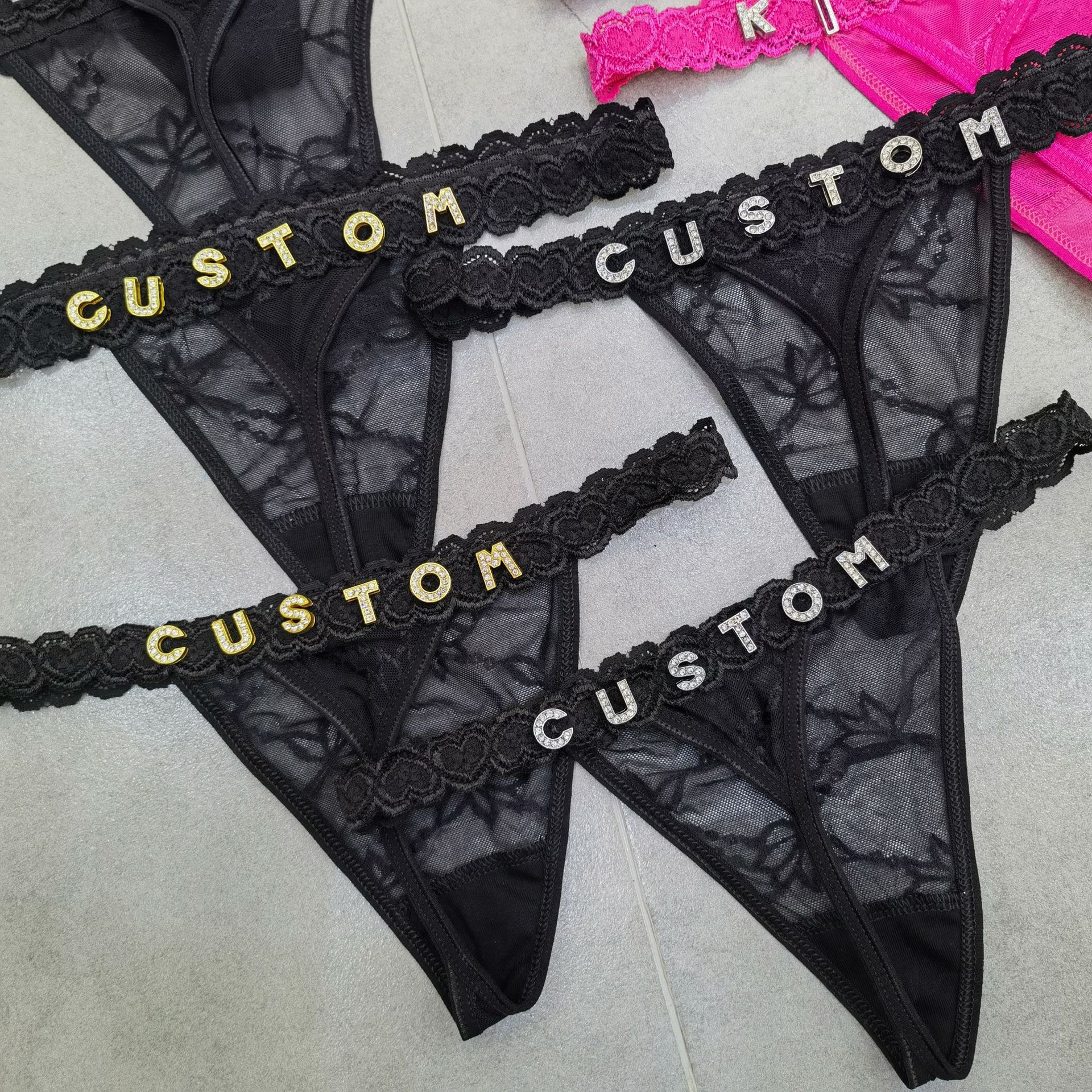 女性のためのクリスタル名のひも,セクシーなレースのビキニ,ひ - Thong Bikini Women のレビューと価格