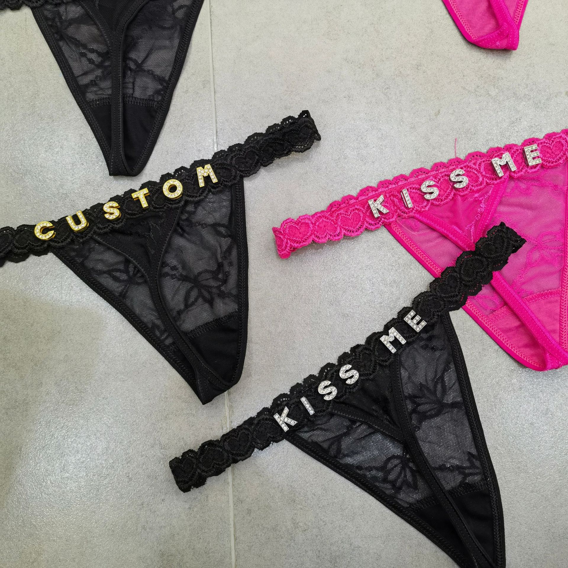 女性のためのクリスタル名のひも,セクシーなレースのビキニ,ひ - Thong Bikini Women のレビューと価格