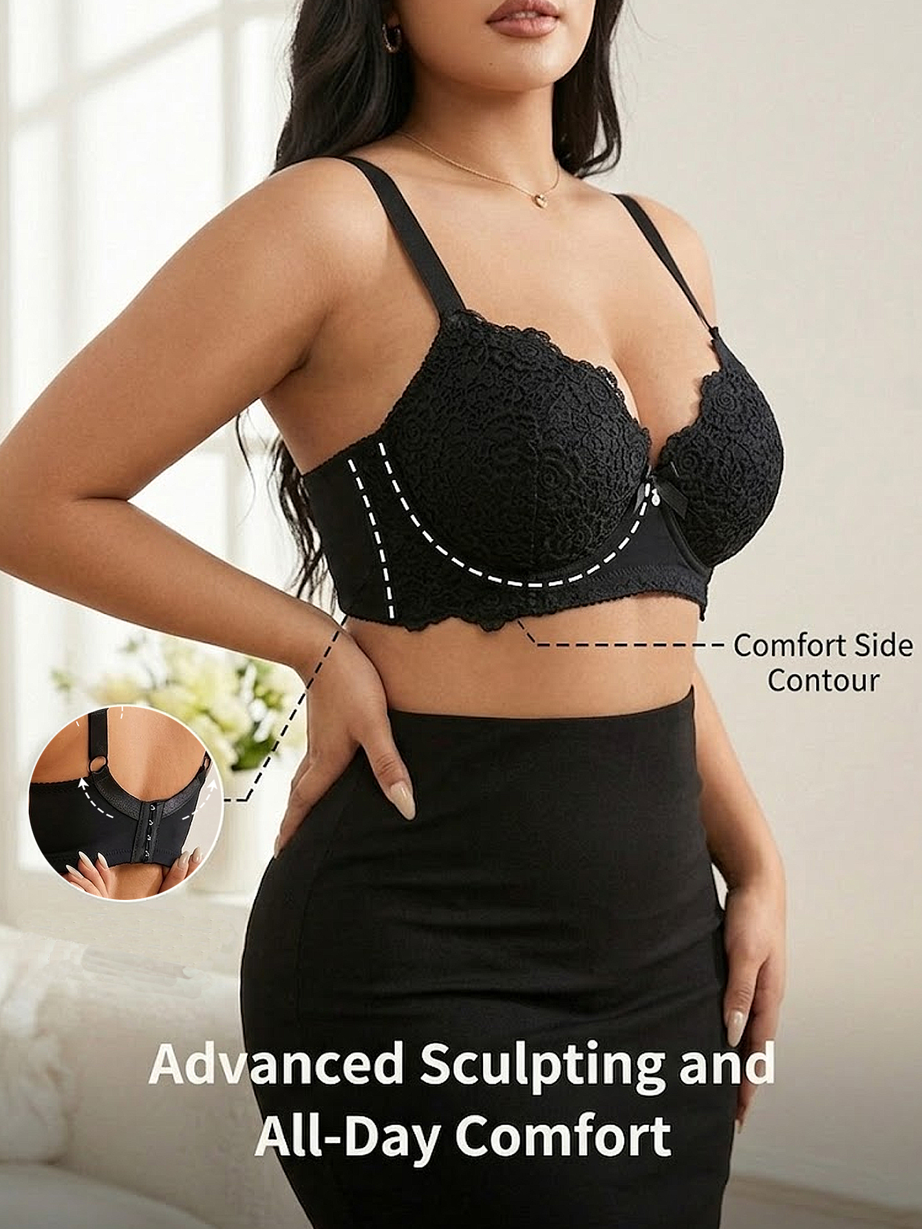 女性用プラスサイズ花柄プッシュアップブラ、アンダーワイヤー入 - Push Up Bra Padded のレビューと価格