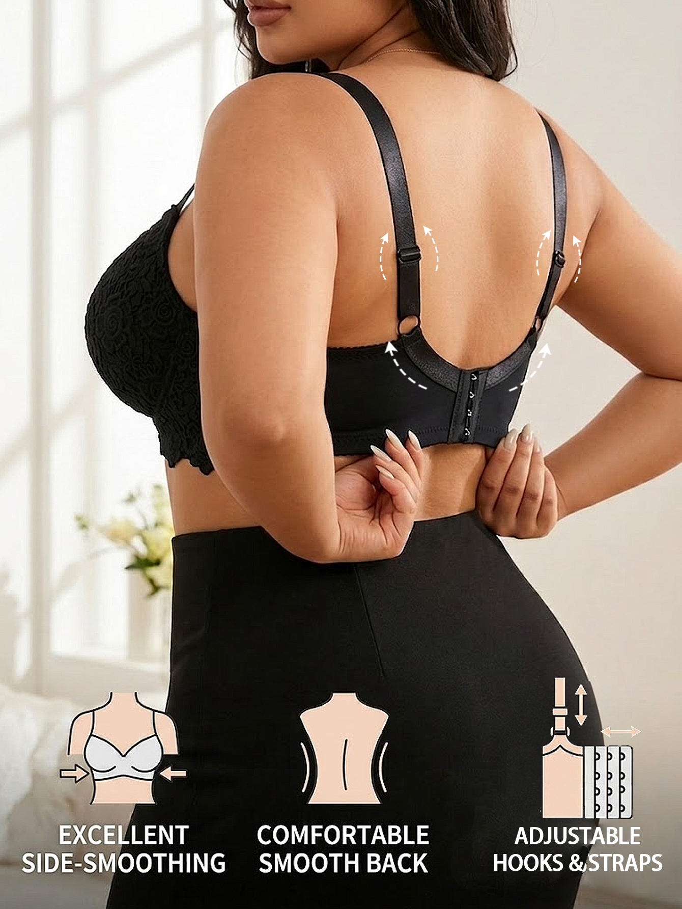 女性用プラスサイズ花柄プッシュアップブラ、アンダーワイヤー入 - Push Up Bra Padded のレビューと価格