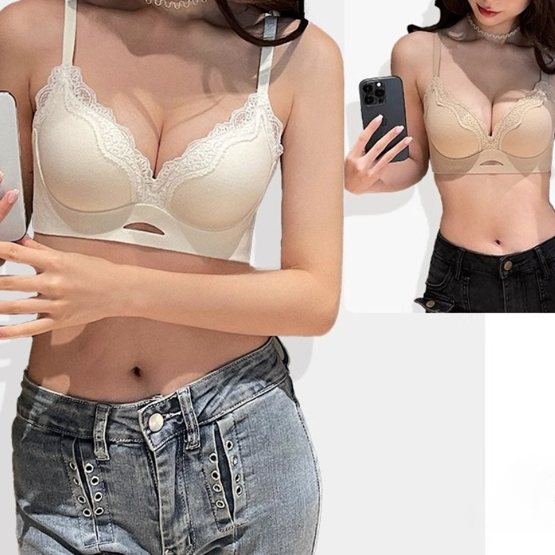 エレガントなマットレースブラレットABカップ、ワイヤレスプッ - Bralette Wireless Soft のレビューと価格