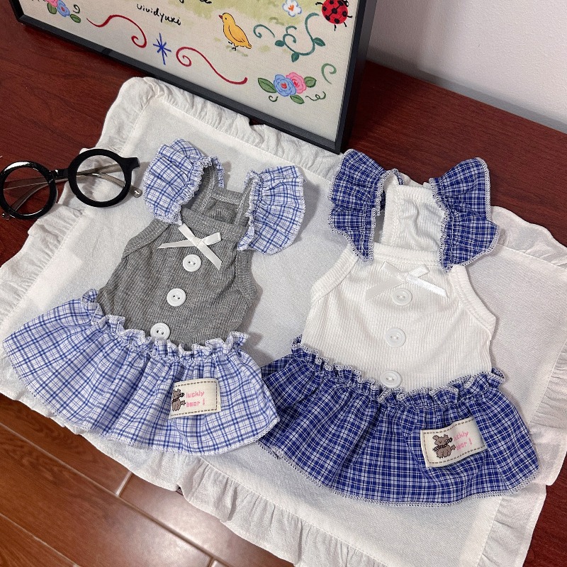 ペットドレス サマーベスト チェック柄レースインスカート 猫 - Lace Teddy Lingerie のレビューと価格