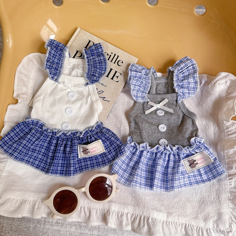 ペットドレス サマーベスト チェック柄レースインスカート 猫 - Lace Teddy Lingerie のレビューと価格