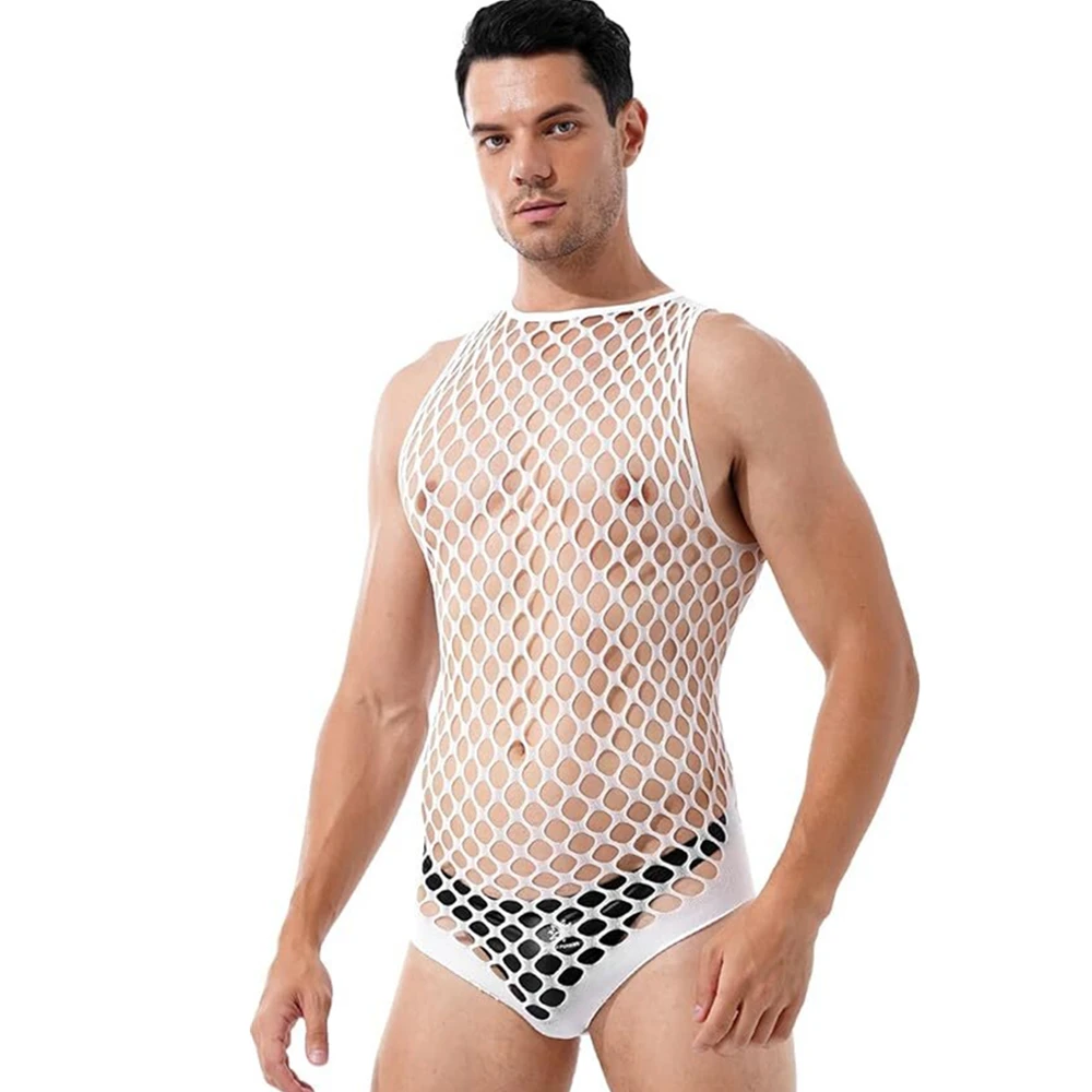 ゲイ Bodystocking 男フェチボディスーツ男性のボ - Bodystocking Fishnet のレビューと価格