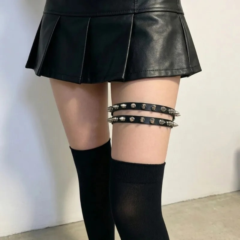 ダブルローコーンスパイクレッグガーター レディース パンクロ - Garter Belt Set のレビューと価格