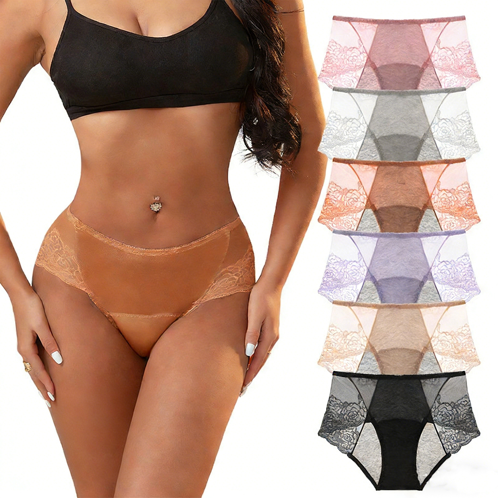 通気性のあるレースの女性用生理用ショーツ、漏れ防止、プラスサ - Boyshort Underwear のレビューと価格