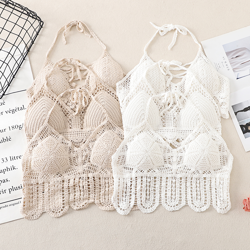 女性のためのセクシーなニットトップ,透かし彫りのかぎ針編みの - Strapless Bra Backless のレビューと価格