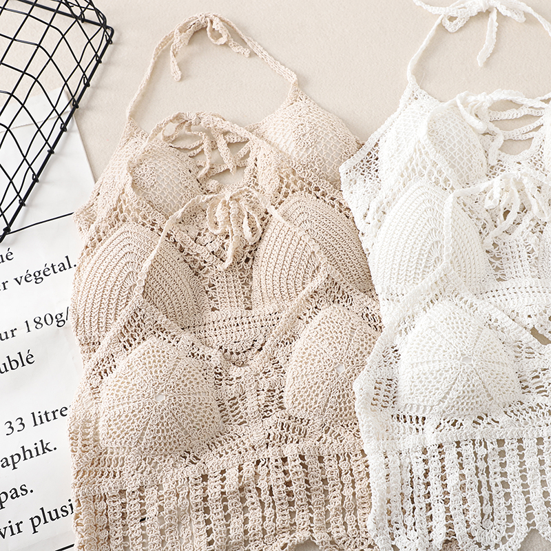 女性のためのセクシーなニットトップ,透かし彫りのかぎ針編みの - Strapless Bra Backless のレビューと価格