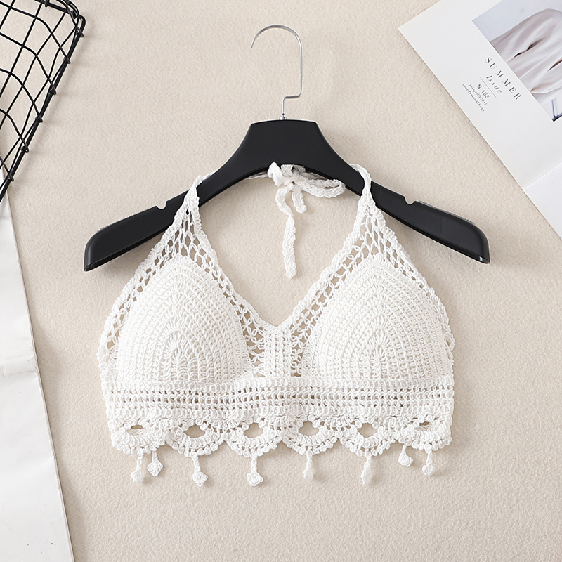 女性のためのセクシーなニットトップ,透かし彫りのかぎ針編みの - Strapless Bra Backless のレビューと価格