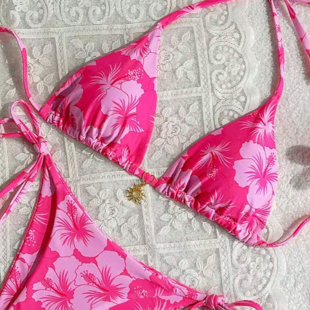レディースプリントベストビキニ+ソングブラデザイン女性用水着 - Thong Bikini Women のレビューと価格