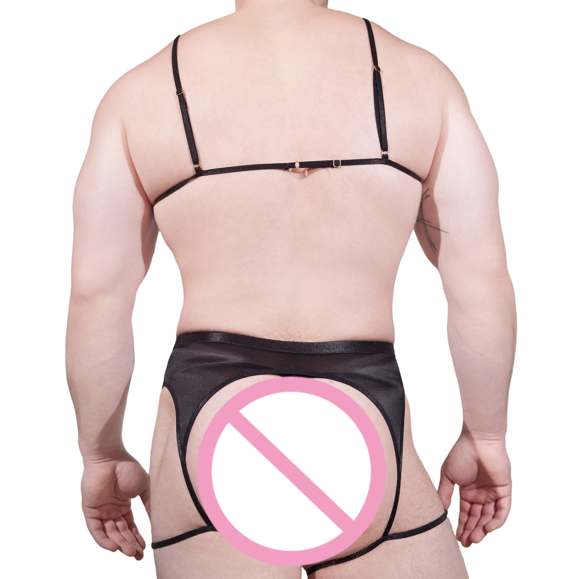 男性ノベルティシースルーレースランジェリーセット調節可能なス - Garter Belt Set のレビューと価格