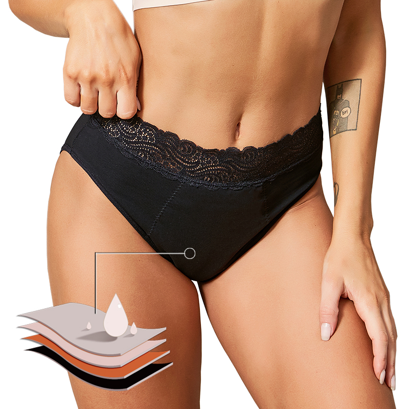 綿素材で快適、環境に優しい4層構造の漏れ防止吸収性のある女性 - Period Panty Absorbent のレビューと価格